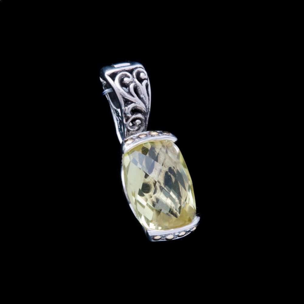 🍋 VNTG Lemon Quartz pendant SS925 w/18KT Gold accents